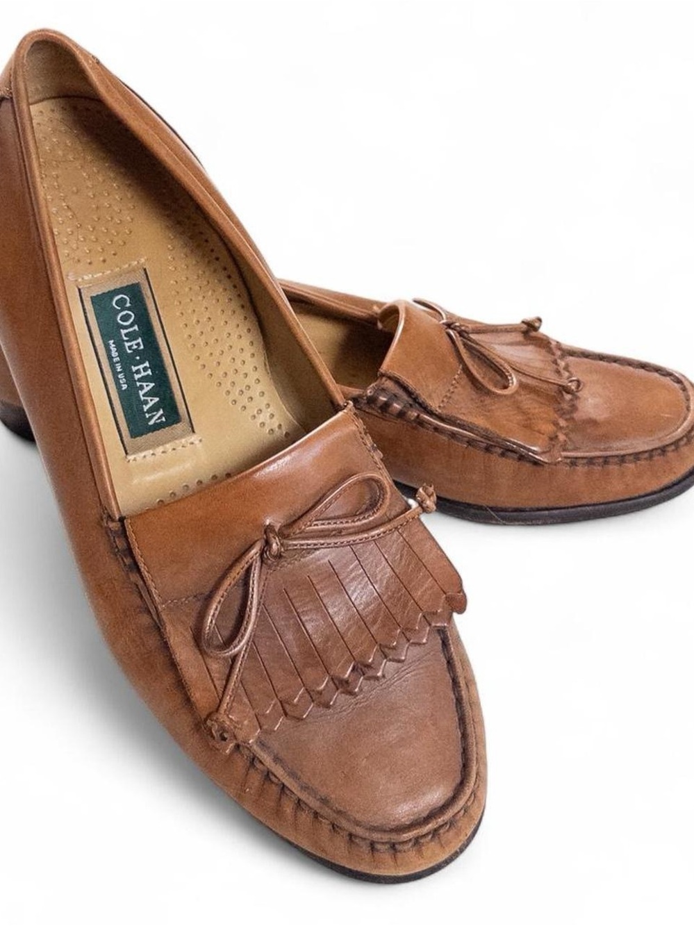 Vintage Cole Haan Brown Leather Kiltie Loafers Size 8.5M USA Made